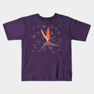 Bird of Paradise flower pattern Kids T-Shirt